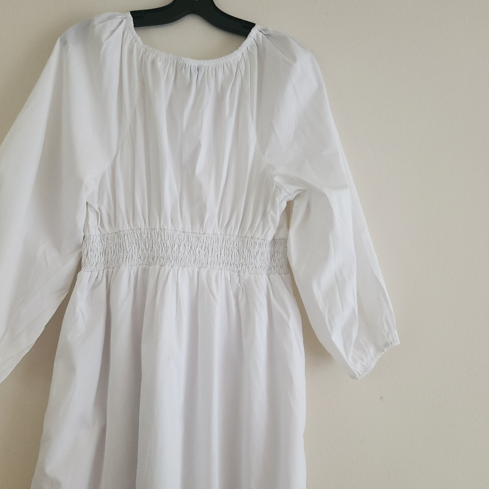 Jcrew v-neck midi dress cotton poplin white sz M, L available NWT - Picture 10 of 14
